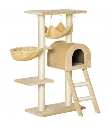 Cat Tree Beige Solid Particle Board 98H x 54L x 29.5Wcm Scratching Post Hammock