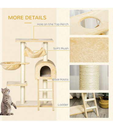 Cat Tree Beige Solid Particle Board 98H x 54L x 29.5Wcm Scratching Post Hammock