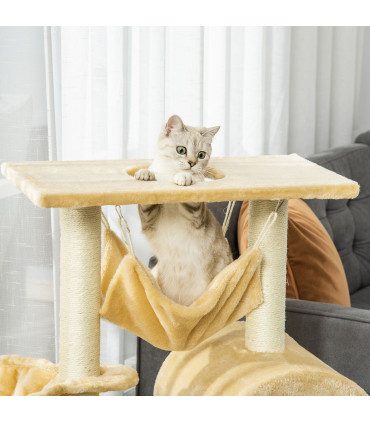 Cat Tree Beige Solid Particle Board 98H x 54L x 29.5Wcm Scratching Post Hammock