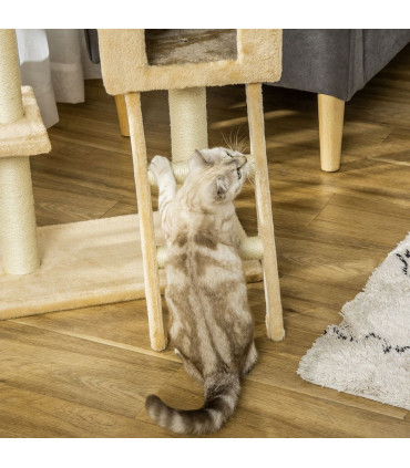 Cat Tree Beige Solid Particle Board 98H x 54L x 29.5Wcm Scratching Post Hammock