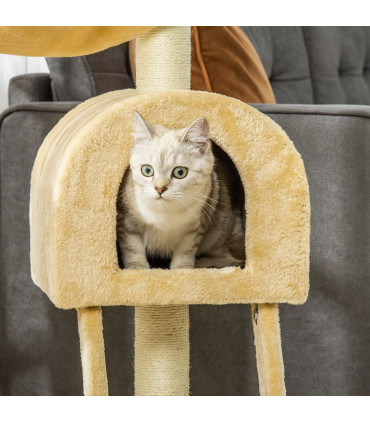 Cat Tree Beige Solid Particle Board 98H x 54L x 29.5Wcm Scratching Post Hammock