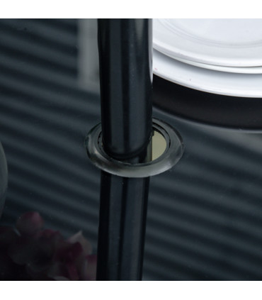 Folding Outdoor Table for 6, Rectangle Glass Top with Parasol Hole 110x70x70cm