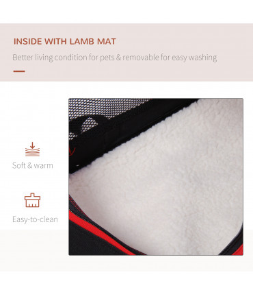 Pet Carrier Bag Folding Red 60x42x42 cm Reinforced Oxford Washable Fleece Bed
