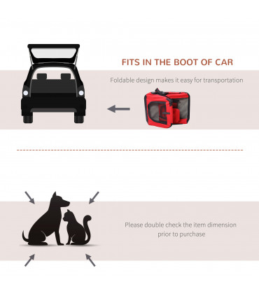 Pet Carrier Bag Folding Red 60x42x42 cm Reinforced Oxford Washable Fleece Bed