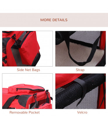 Pet Carrier Bag Folding Red 60x42x42 cm Reinforced Oxford Washable Fleece Bed