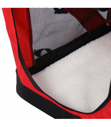 Pet Carrier Bag Folding Red 60x42x42 cm Reinforced Oxford Washable Fleece Bed