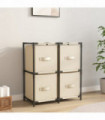 Storage Cabinet with 4 Fabric Baskets Cream 63x30x71 cm Steel