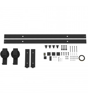 HOMCOM 5FT/153CM Bi-Folding Sliding Barn Door Hardware Kit Sliding Door Kit