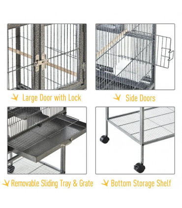 Large Bird Cage for Finch Canaries Parakeets Cockatiels W/ Food and Water Bowls