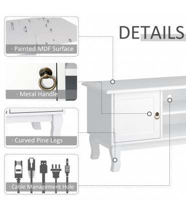 TV Stand Unit Corner Table, MDF-Ivory White, 120L x 45W x 50H (cm)
