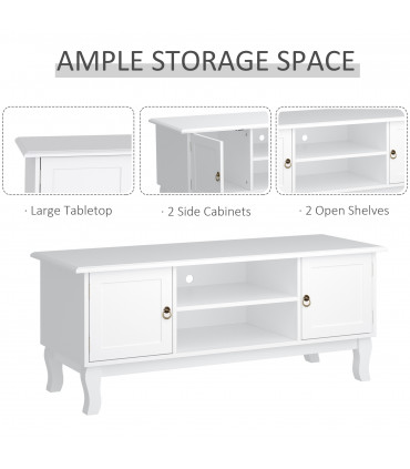 TV Stand Unit Corner Table, MDF-Ivory White, 120L x 45W x 50H (cm)