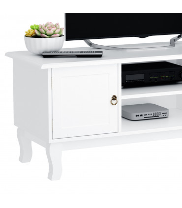 TV Stand Unit Corner Table, MDF-Ivory White, 120L x 45W x 50H (cm)