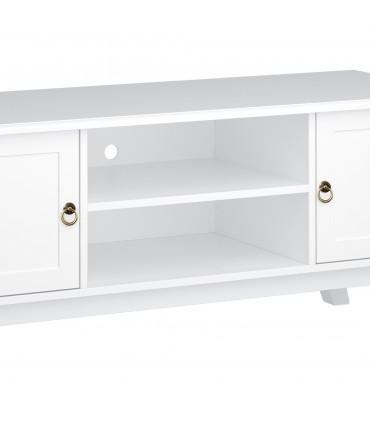 TV Stand Unit Corner Table, MDF-Ivory White, 120L x 45W x 50H (cm)