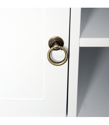 TV Stand Unit Corner Table, MDF-Ivory White, 120L x 45W x 50H (cm)