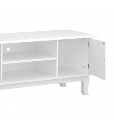 TV Stand Unit Corner Table, MDF-Ivory White, 120L x 45W x 50H (cm)