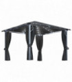 Gazebo with Curtain&LED String Lights 3x3 m Anthracite Aluminium