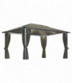 Gazebo with Curtain&LED String Lights 4x3 m Taupe Aluminium