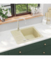 vidaXL Granite Kitchen Sink Single Basin Beige