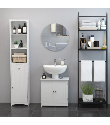 HOMCOM Basin Sink Vanity Cabinet Toilet Bathroom Shelf Door Storage Wooden