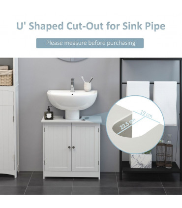 HOMCOM Basin Sink Vanity Cabinet Toilet Bathroom Shelf Door Storage Wooden