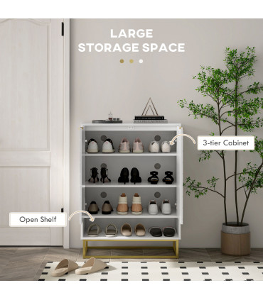 HOMCOM Shoe Cabinet with 2 Chevron Doors, Adjustable Shelf for 12 Pairs