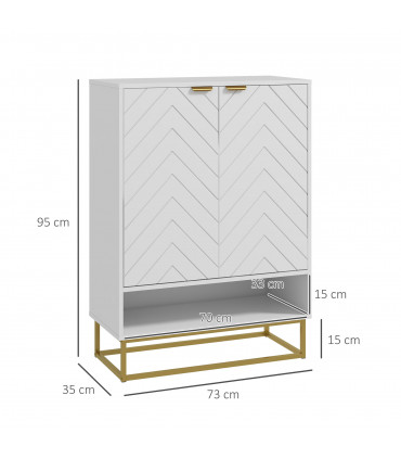 HOMCOM Shoe Cabinet with 2 Chevron Doors, Adjustable Shelf for 12 Pairs