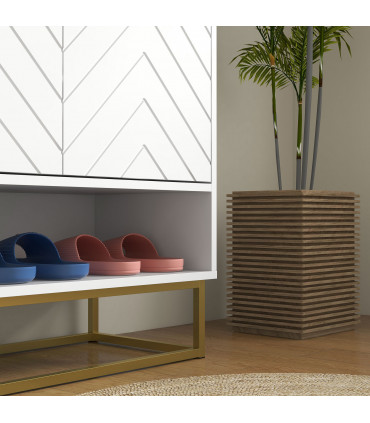 HOMCOM Shoe Cabinet with 2 Chevron Doors, Adjustable Shelf for 12 Pairs