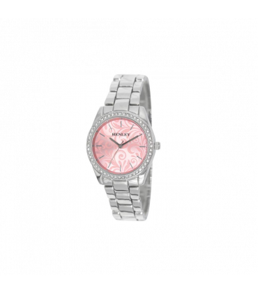 Henley Ladies Bling Etched Patterned Pink Dial & Silver plated Bracelet Watch H07326.5