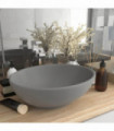 Luxury Basin Oval-shaped Matt Light Grey 40x33 cm Ceramic
