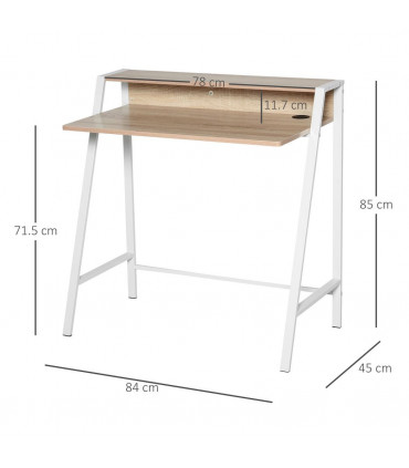 Computer Workstation Storage Shelf White Oak Solid Steel 84cmx45cmx85cm
