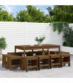 vidaXL 13 Piece Garden Dining Set Honey Brown Solid Wood Pine
