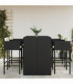 vidaXL 5 Piece Garden Bar Set with Cushions Black Poly Rattan