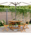vidaXL 5 Piece Garden Dining Set Beige Poly Rattan and Solid Wood