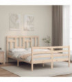 vidaXL Bed Frame with Headboard 140x190 cm Solid Wood