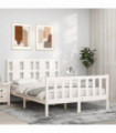 vidaXL Bed Frame with Headboard White 120x200 cm Solid Wood