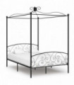 Canopy Bed Frame Black Metal 140x200 cm