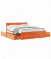 vidaXL Bed Frame with Drawers Wax Brown 160x200 cm Solid Wood Pine