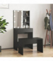 vidaXL Dressing Table Set with LED Black Engineered Wood