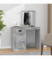vidaXL Dressing Table with Mirror Concrete Grey 90x50x132.5 cm Engineered Wood