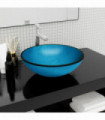 vidaXL Basin Tempered Glass 42x14 cm Blue