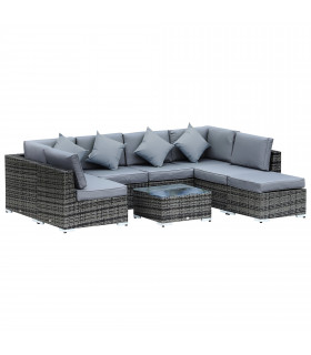 7-Seater Outdoor Garden Rattan Furniture Set w/ Coffee Table