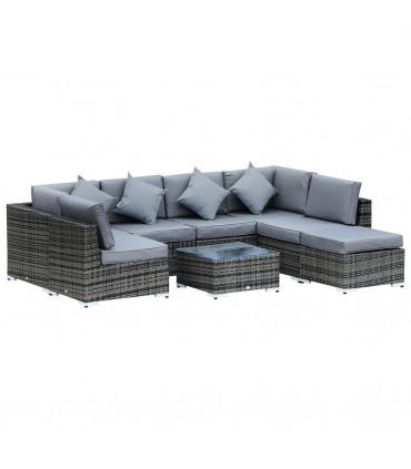 7-Seater Outdoor Garden Rattan Furniture Set w/ Coffee Table