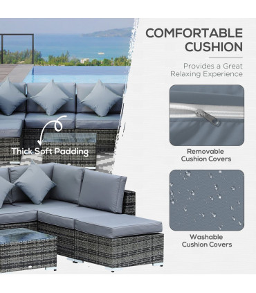 7-Seater Outdoor Garden Rattan Furniture Set w/ Coffee Table