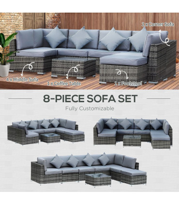 7-Seater Outdoor Garden Rattan Furniture Set w/ Coffee Table