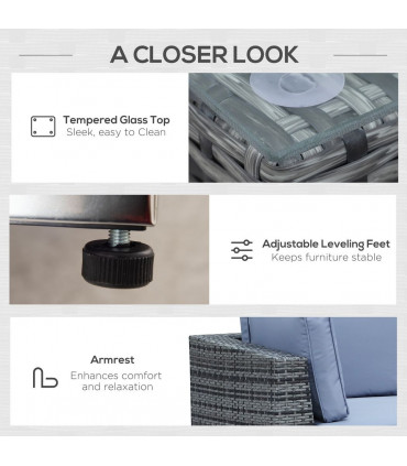 7-Seater Outdoor Garden Rattan Furniture Set w/ Coffee Table