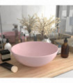 vidaXL Bathroom Sink Ceramic Matt Pink Round