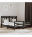 Bed Frame Grey Solid Wood 200x200 cm