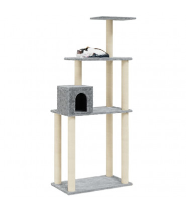 Cat Tree with Sisal Scratching Posts Light Grey 147 cm