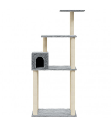 Cat Tree with Sisal Scratching Posts Light Grey 147 cm