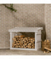 Firewood Rack White 108x64.5x77 cm Solid Wood Pine